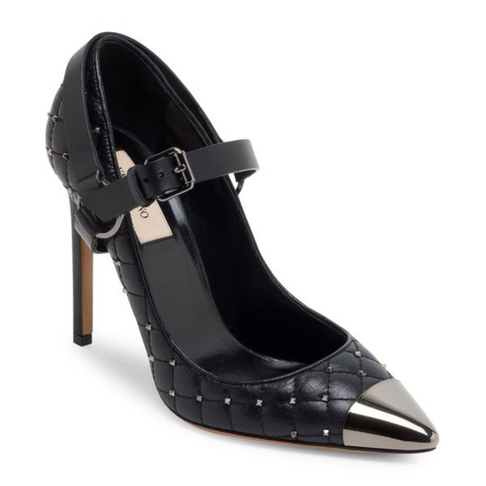 VALENTINO GARAVANI
Rockstud Spike Leather Cap Toe Mary Jane Pumps - size 7 New